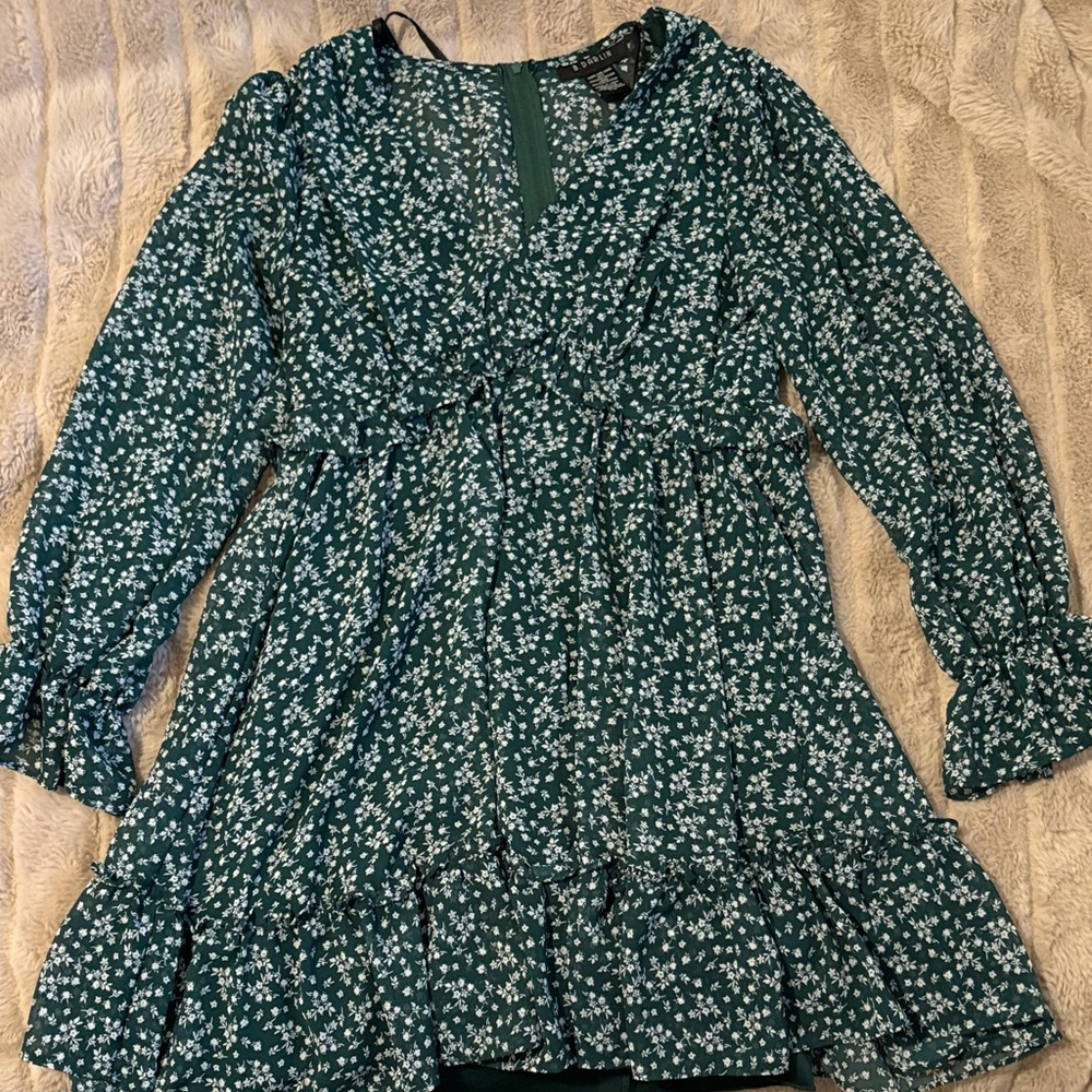 B Darlin Green Floral Dress